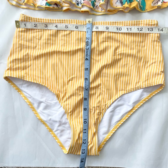 Yellow Falbala Bikini Set High Waisted Tankini Swimsuit L - Picture 6 of 6